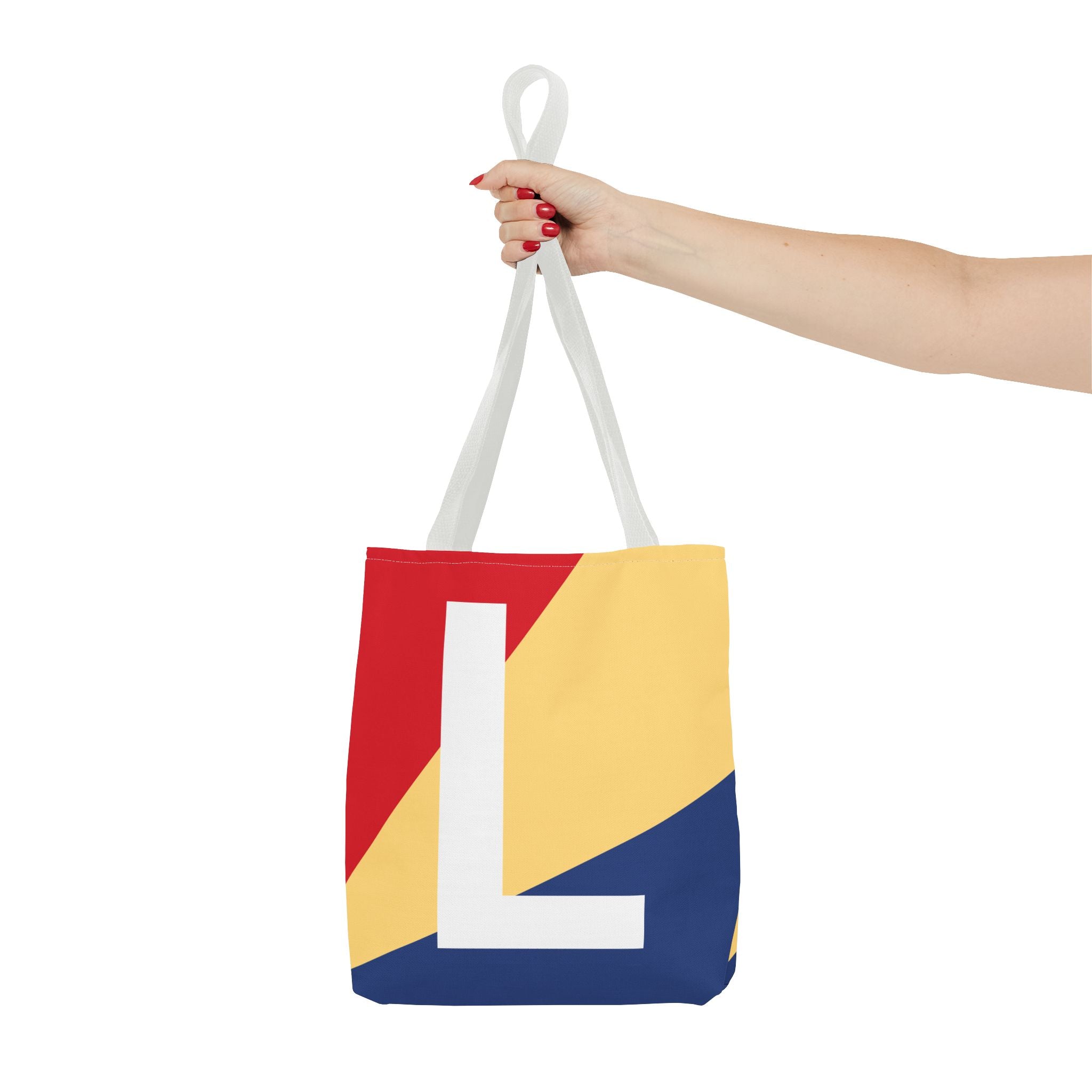 Monogram 'L' Colorblock Tote Bag — Personalized Initial L Shoulder Tote