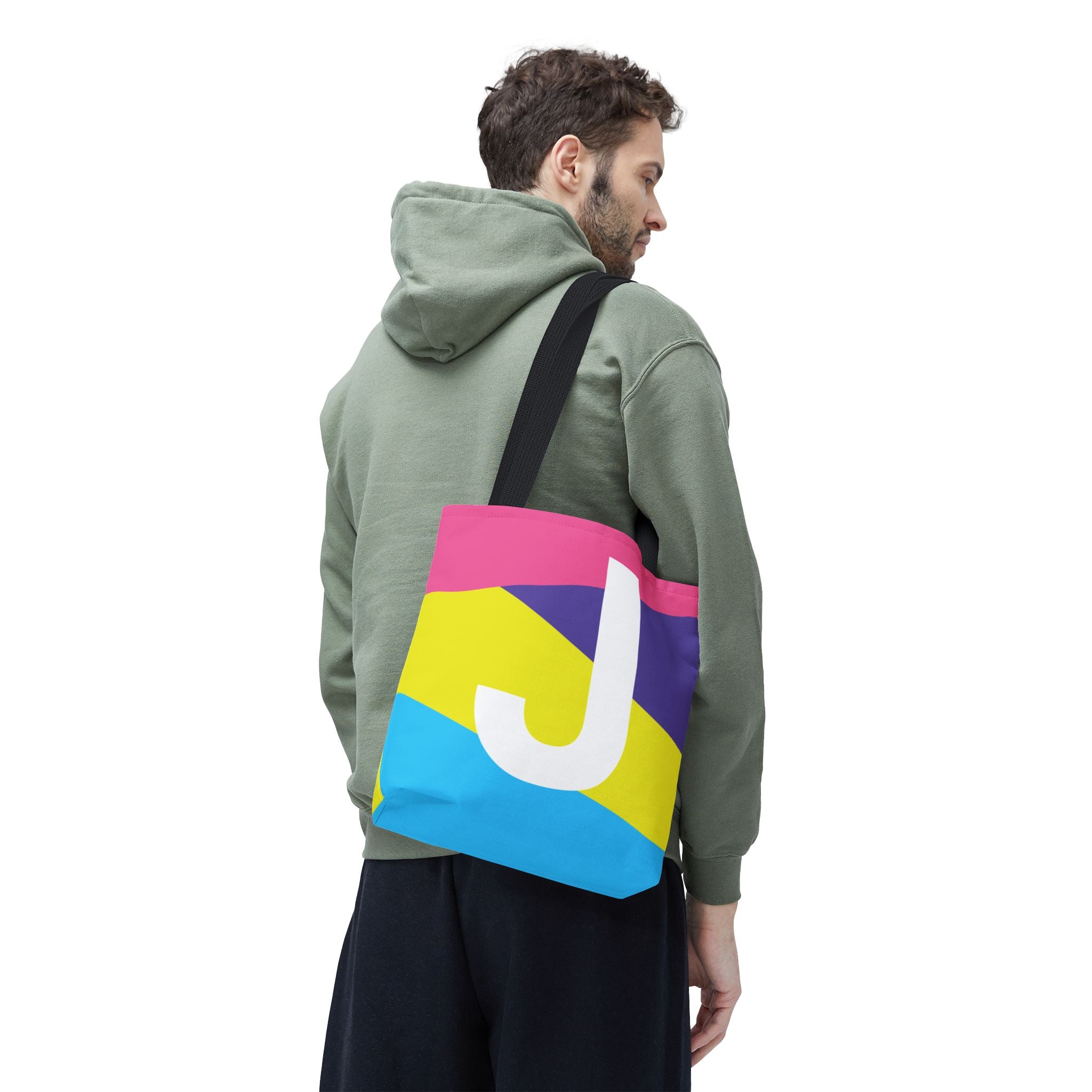 Monogram 'J' Colorblock Tote Bag — Personalized Initial J Shoulder Tote