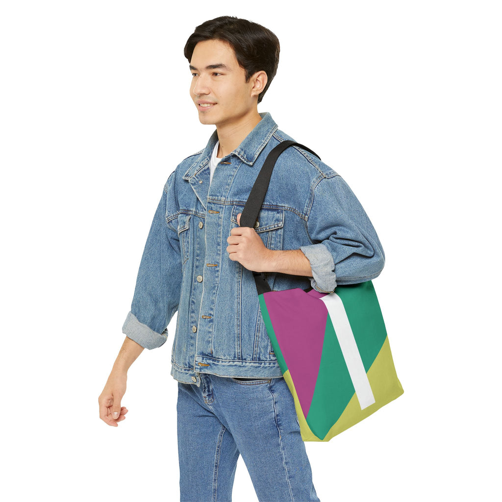 Initial Letter 'I' Colorblock Adjustable Tote Bag — Monogram Alphabet Shoulder Bag