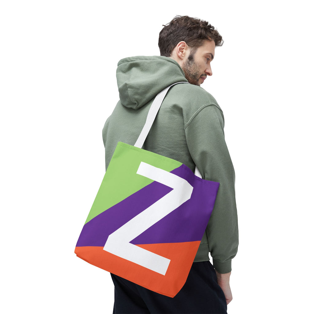 Monogram 'Z' Colorblock Tote Bag — Personalized Initial Z Shoulder Tote