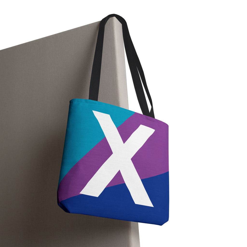 Monogram 'X' Colorblock Tote Bag — Personalized Initial X Shoulder Tote