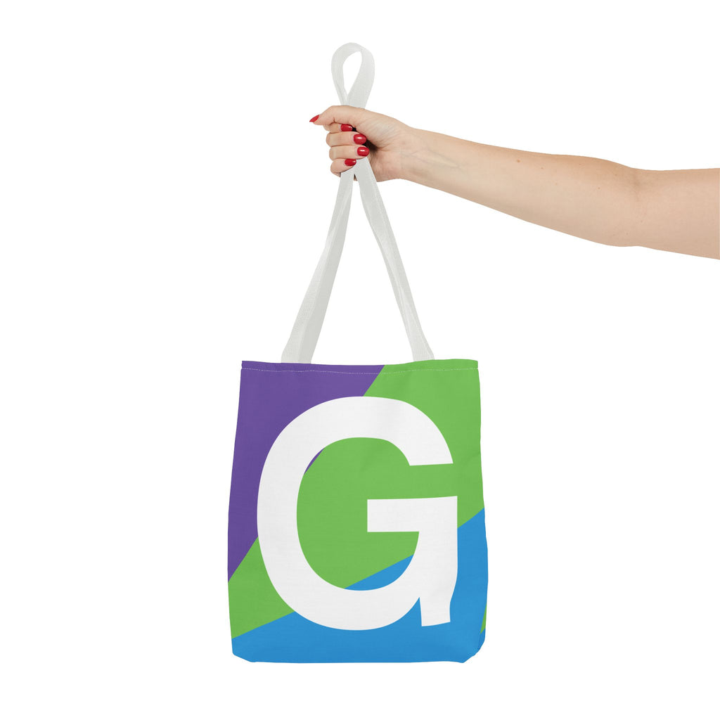 Monogram 'G' Colorblock Tote Bag — Personalized Initial G Shoulder Tote