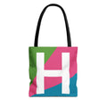 Monogram 'H' Colorblock Tote Bag — Personalized Initial H Shoulder Tote