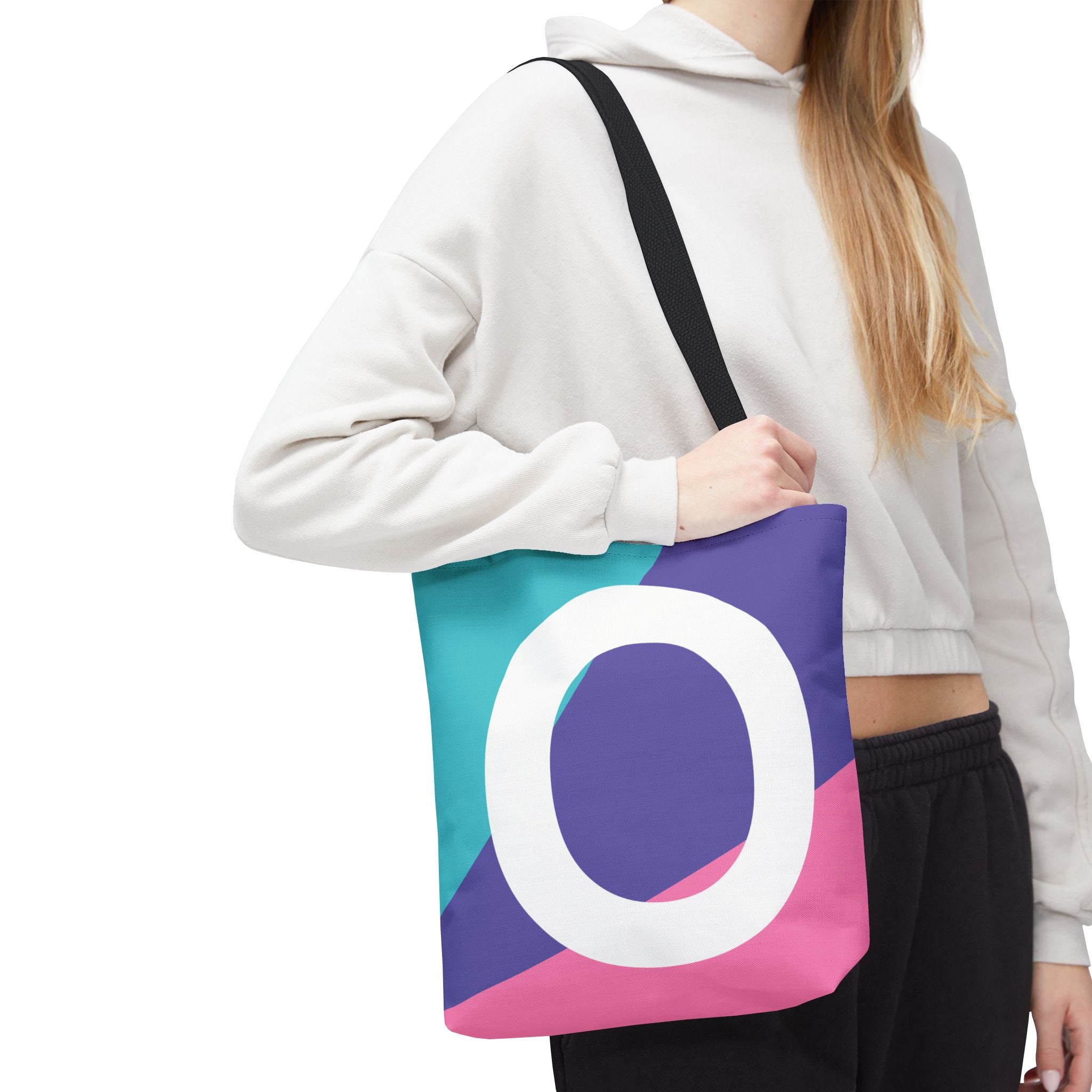 Monogram 'O' Colorblock Tote Bag — Personalized Initial O Shoulder Tote
