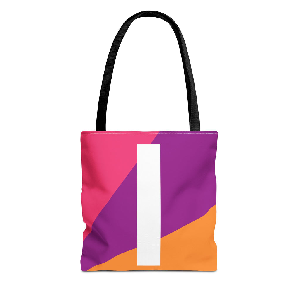Monogram 'I' Colorblock Tote Bag — Personalized Initial I Shoulder Tote