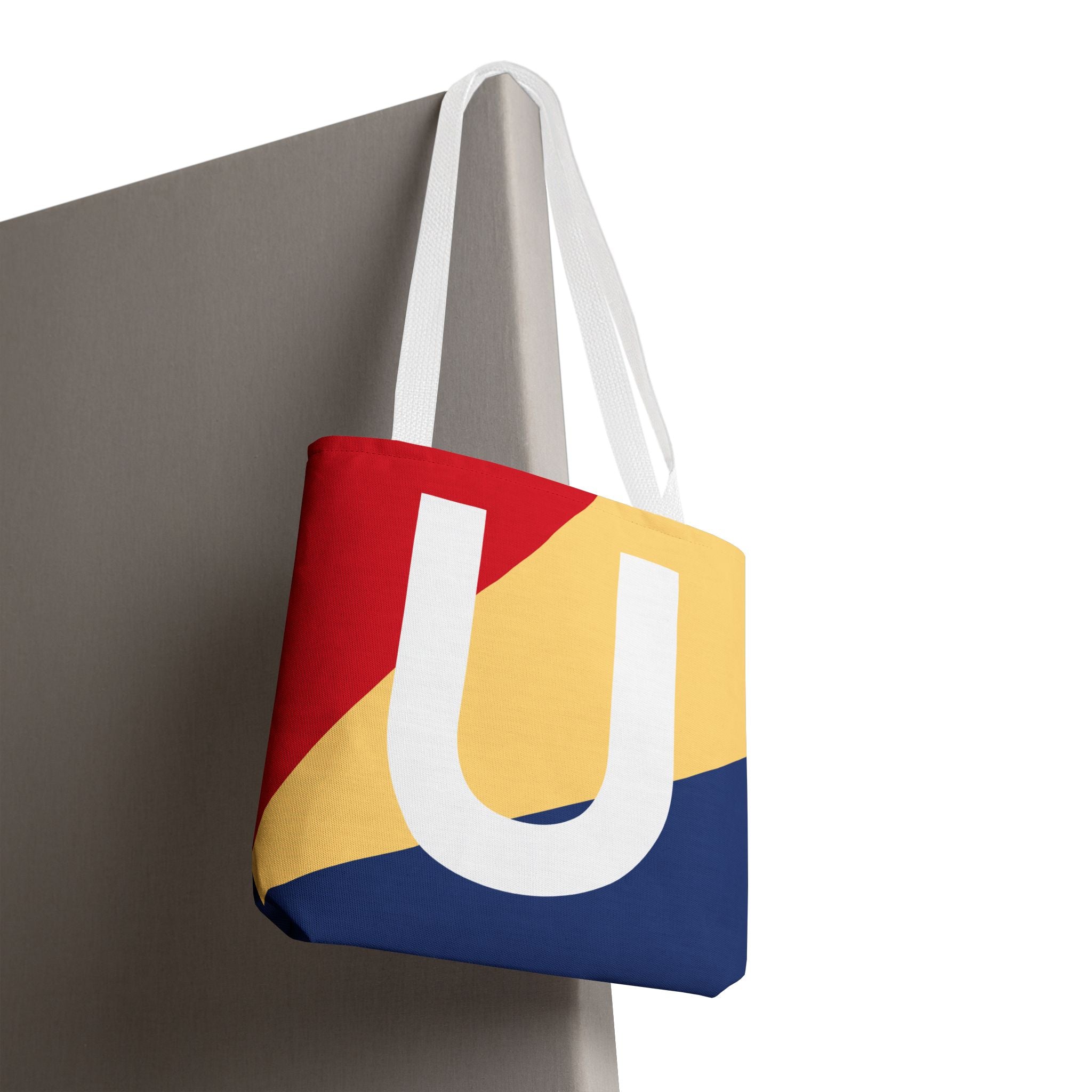 Monogram 'U' Colorblock Tote Bag — Personalized Initial U Shoulder Tote