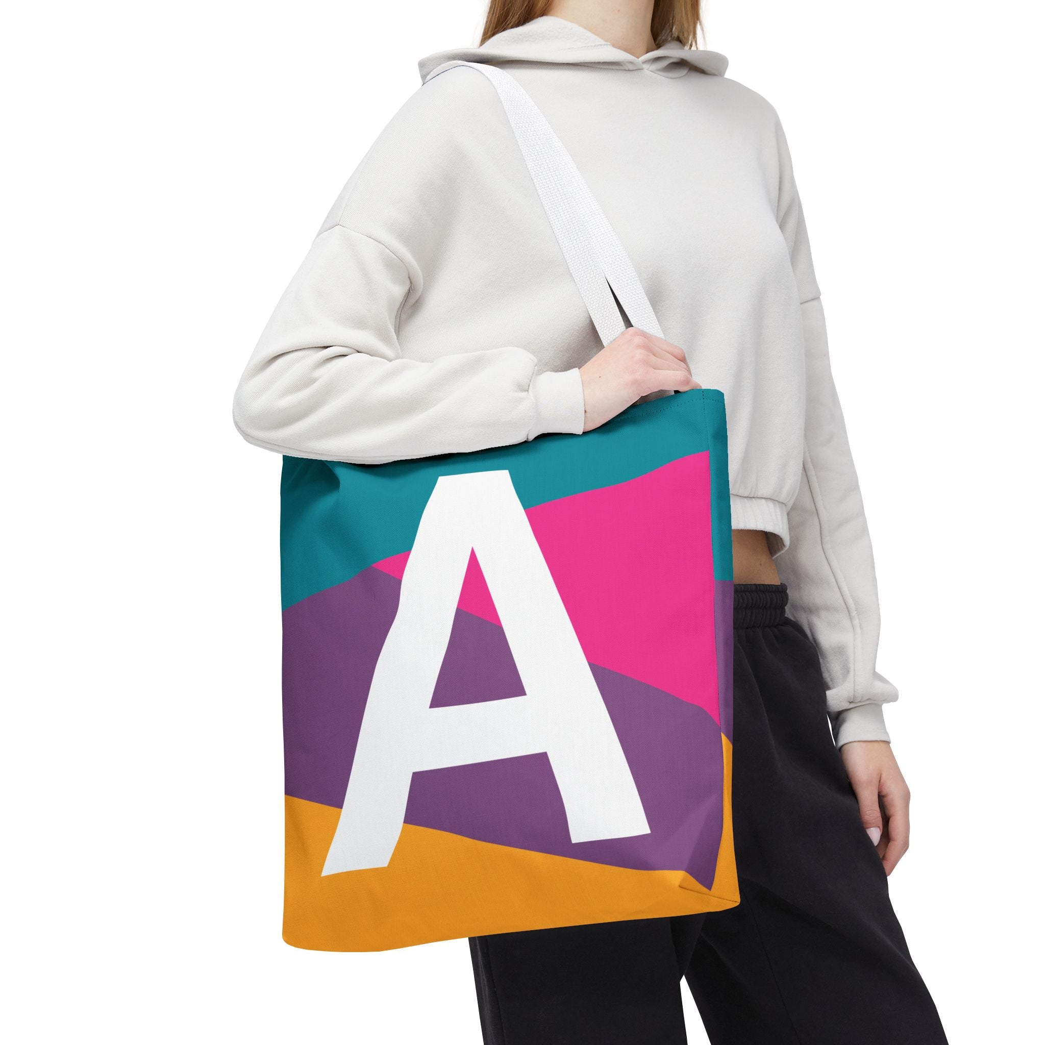 Monogram 'A' Colorblock Tote Bag — Personalized Initial A Shoulder Tote