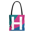 Monogram 'H' Colorblock Tote Bag — Personalized Initial H Shoulder Tote