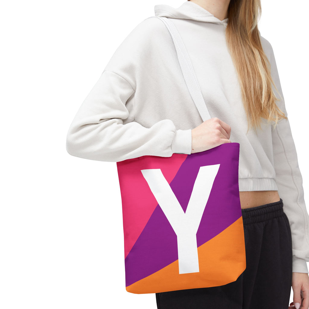 Monogram 'Y' Colorblock Tote Bag — Personalized Initial Y Shoulder Tote