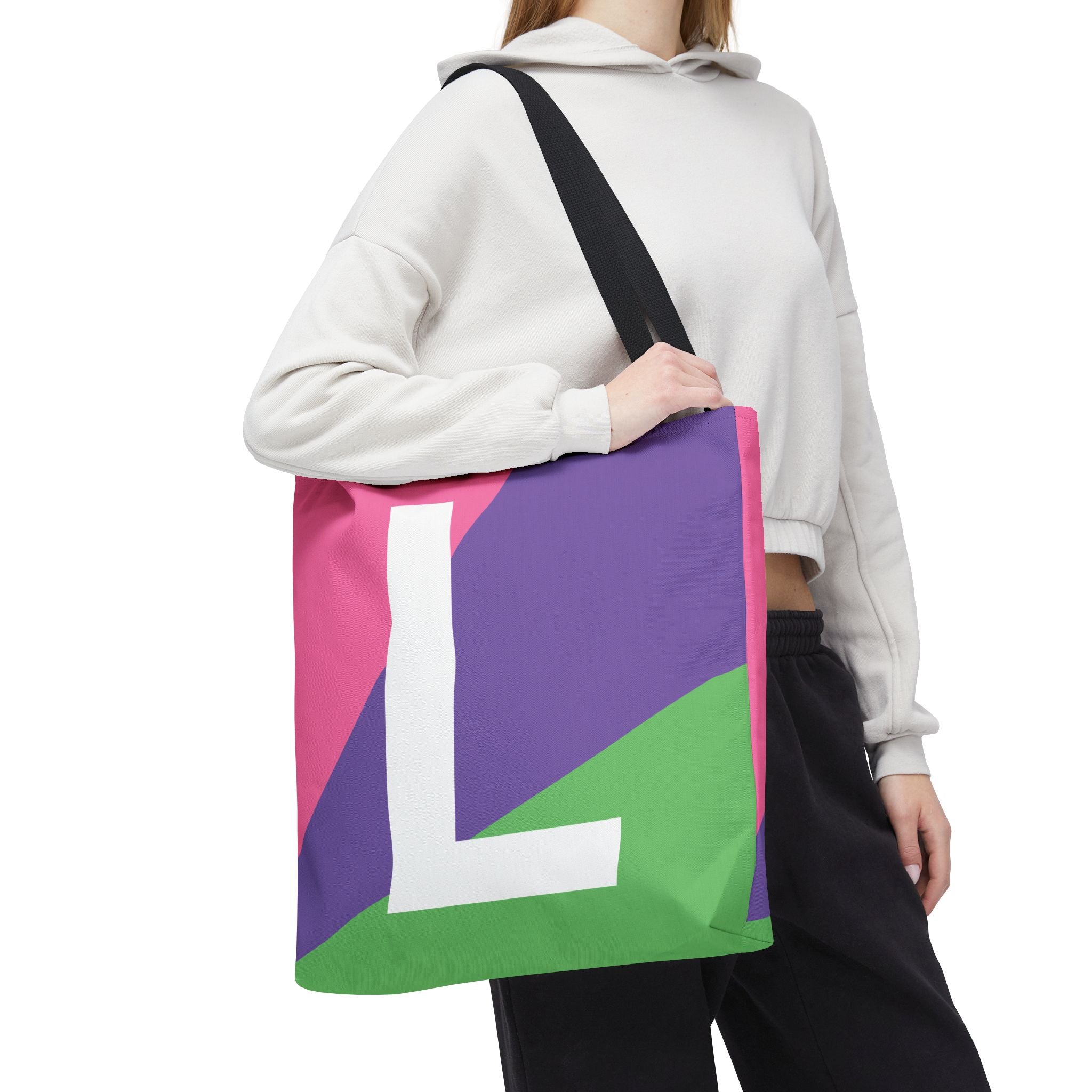 Monogram 'L' Colorblock Tote Bag — Personalized Initial L Shoulder Tote