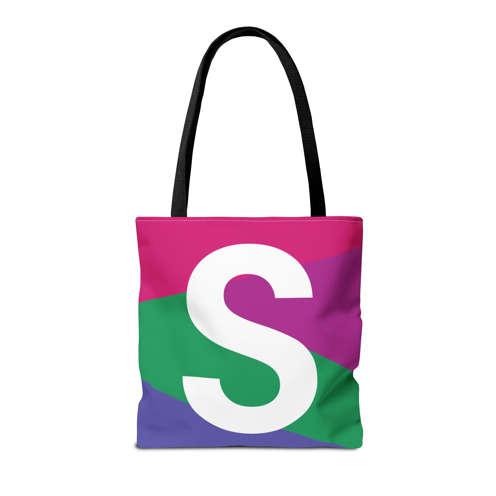 Monogram 'S' Colorblock Tote Bag — Personalized Initial S Shoulder Tote