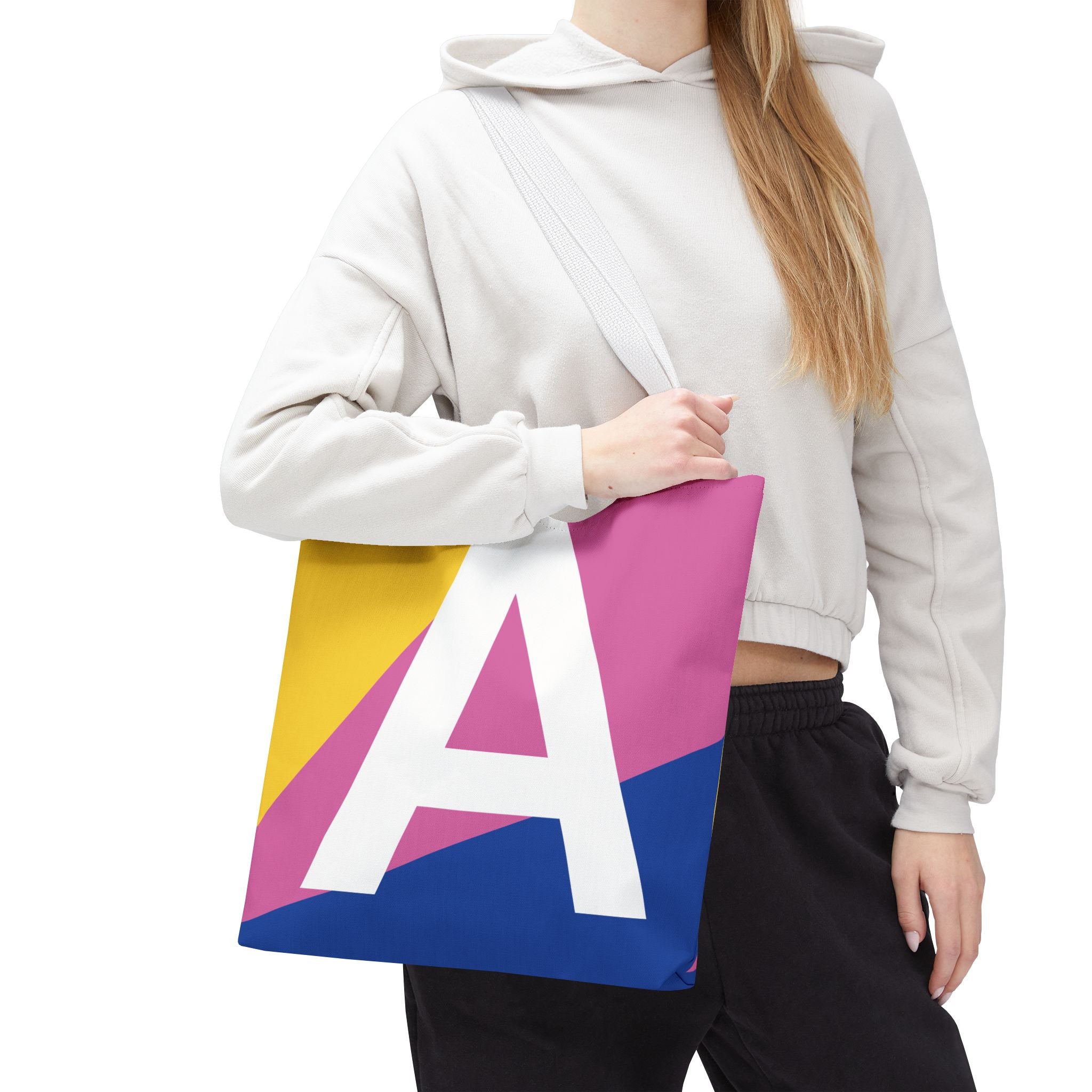 Monogram 'A' Colorblock Tote Bag — Personalized Initial A Shoulder Tote