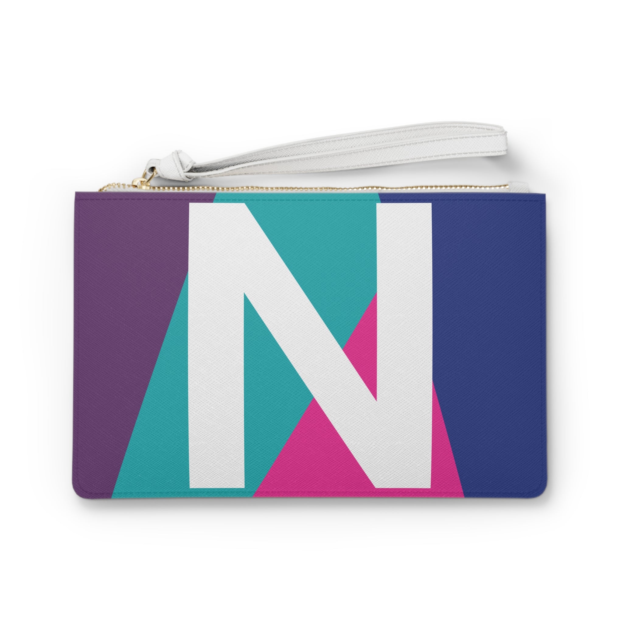 Monogram 'N' Colorblock Clutch Bag — Bold Geometric Wristlet for Everyday & Gifts