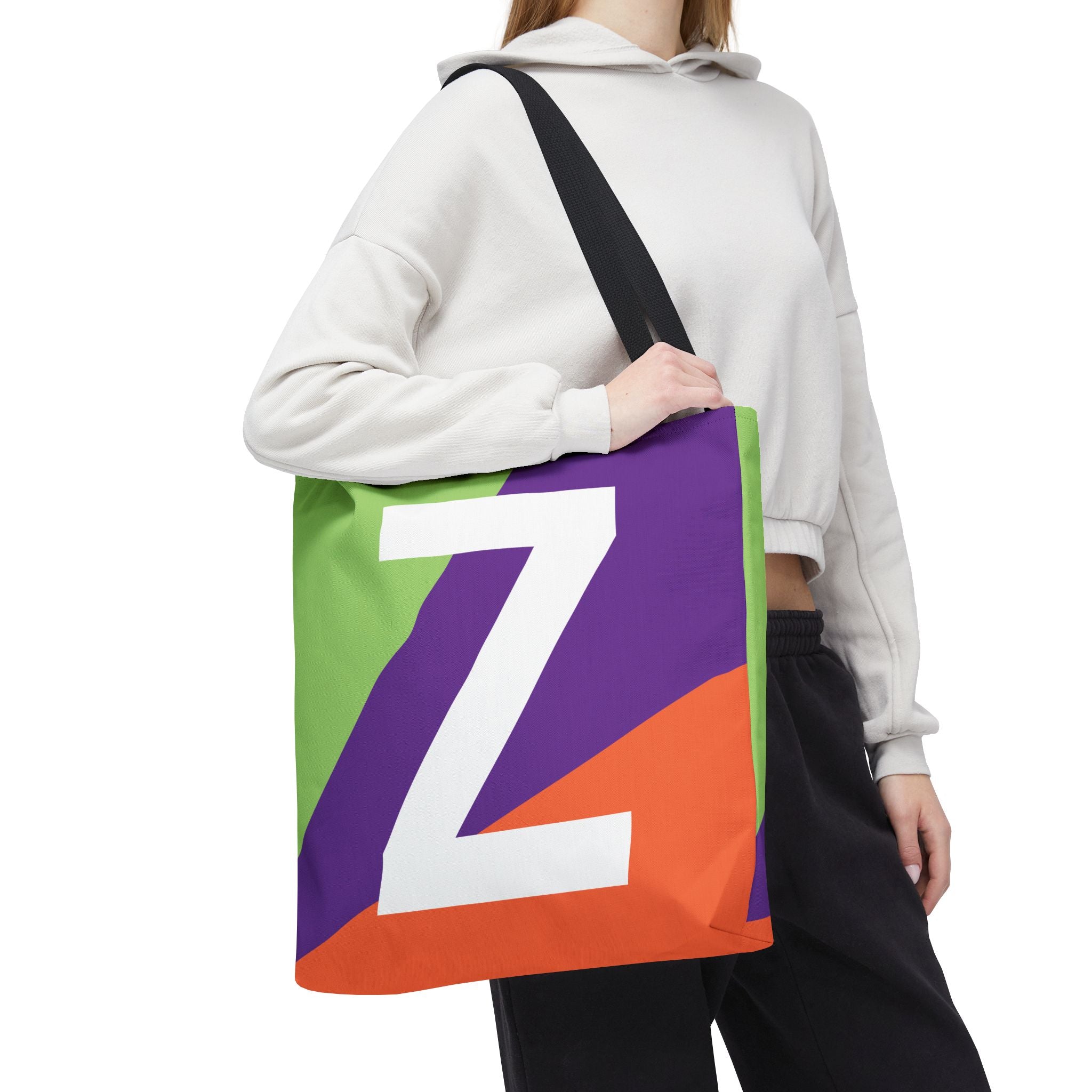 Monogram 'Z' Colorblock Tote Bag — Personalized Initial Z Shoulder Tote