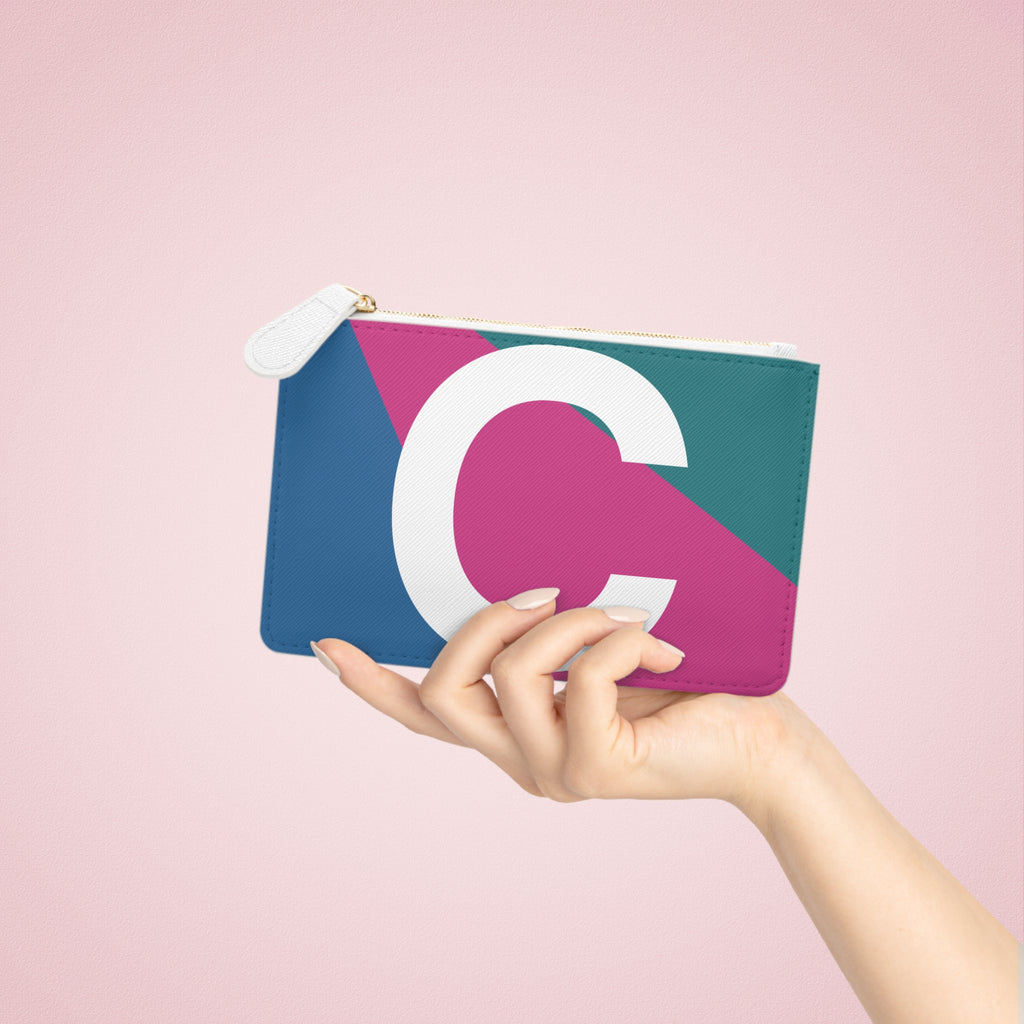 Initial C Mini Clutch — Colorblock Monogram Wristlet Wallet