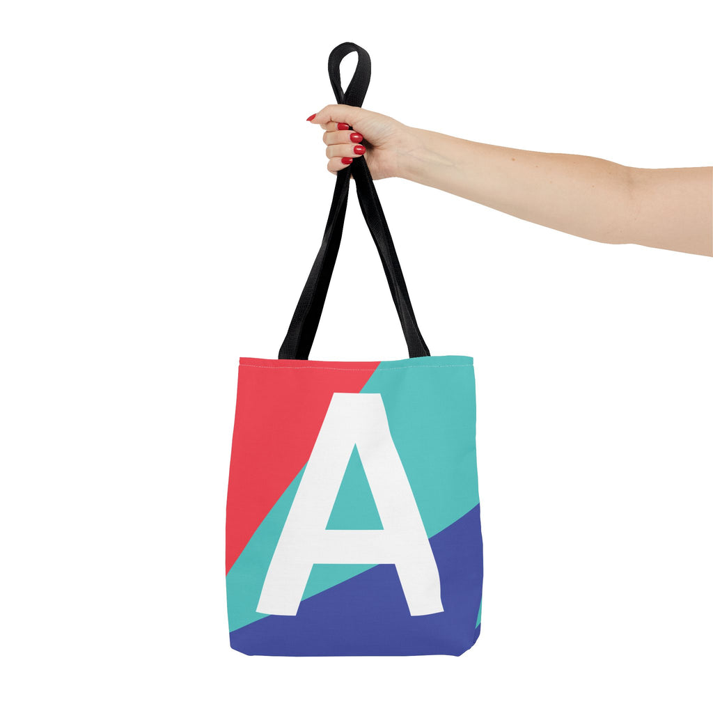 Monogram 'A' Colorblock Tote Bag — Personalized Initial A Shoulder Tote
