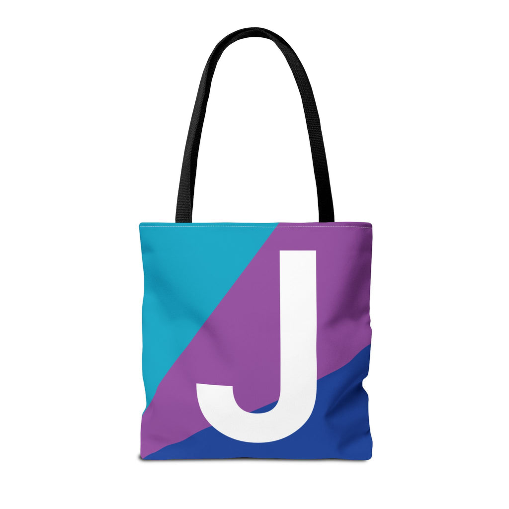 Monogram 'J' Colorblock Tote Bag — Personalized Initial J Shoulder Tote