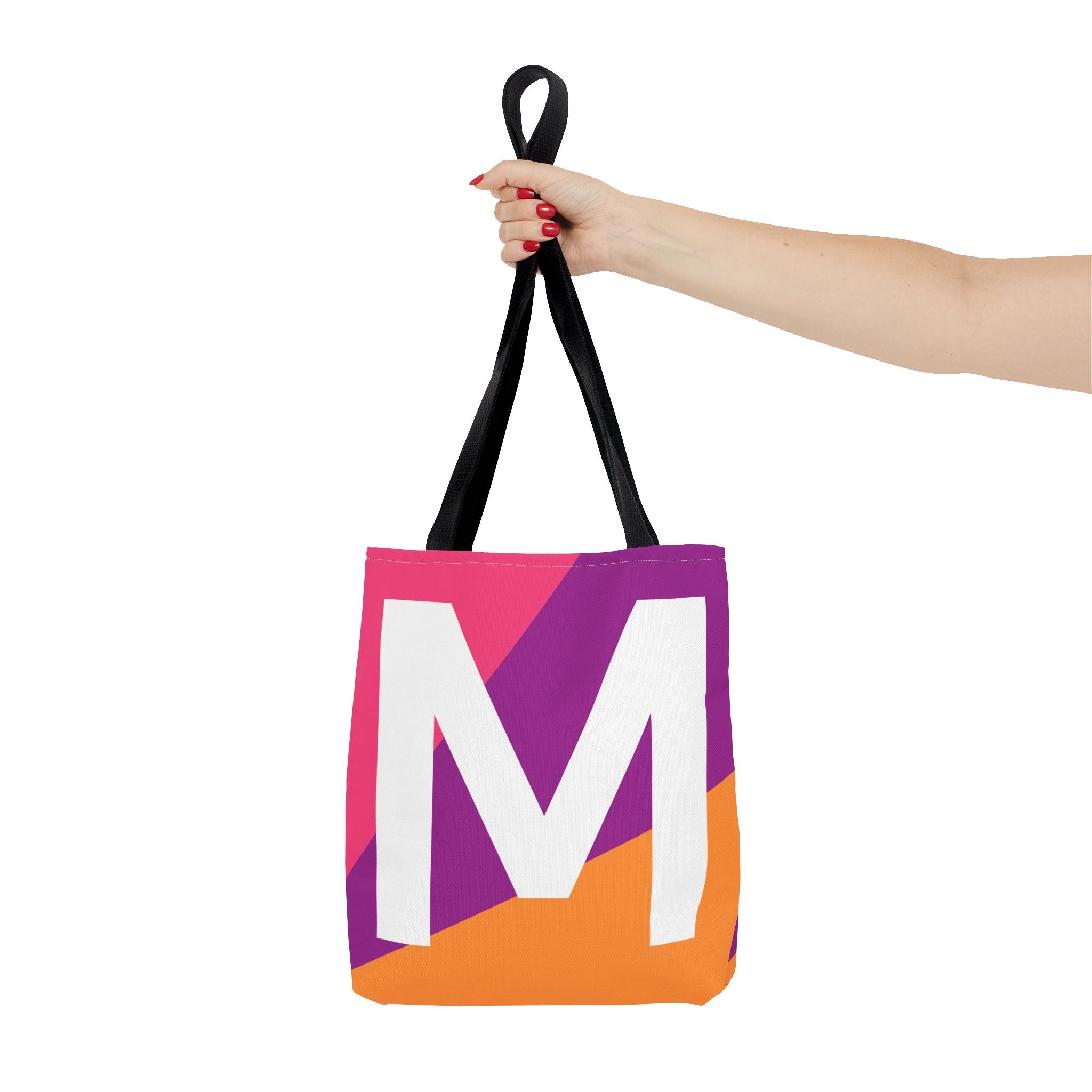 Monogram 'M' Colorblock Tote Bag — Personalized Initial M Shoulder Tote