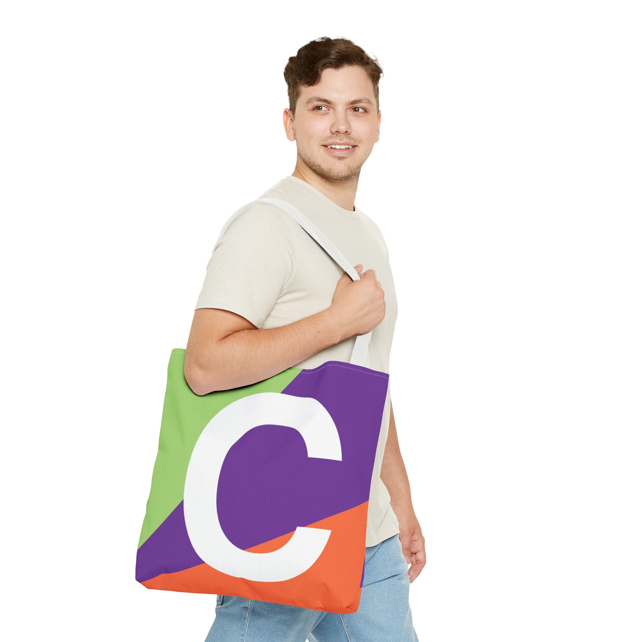 Monogram 'C' Colorblock Tote Bag — Personalized Initial C Shoulder Tote