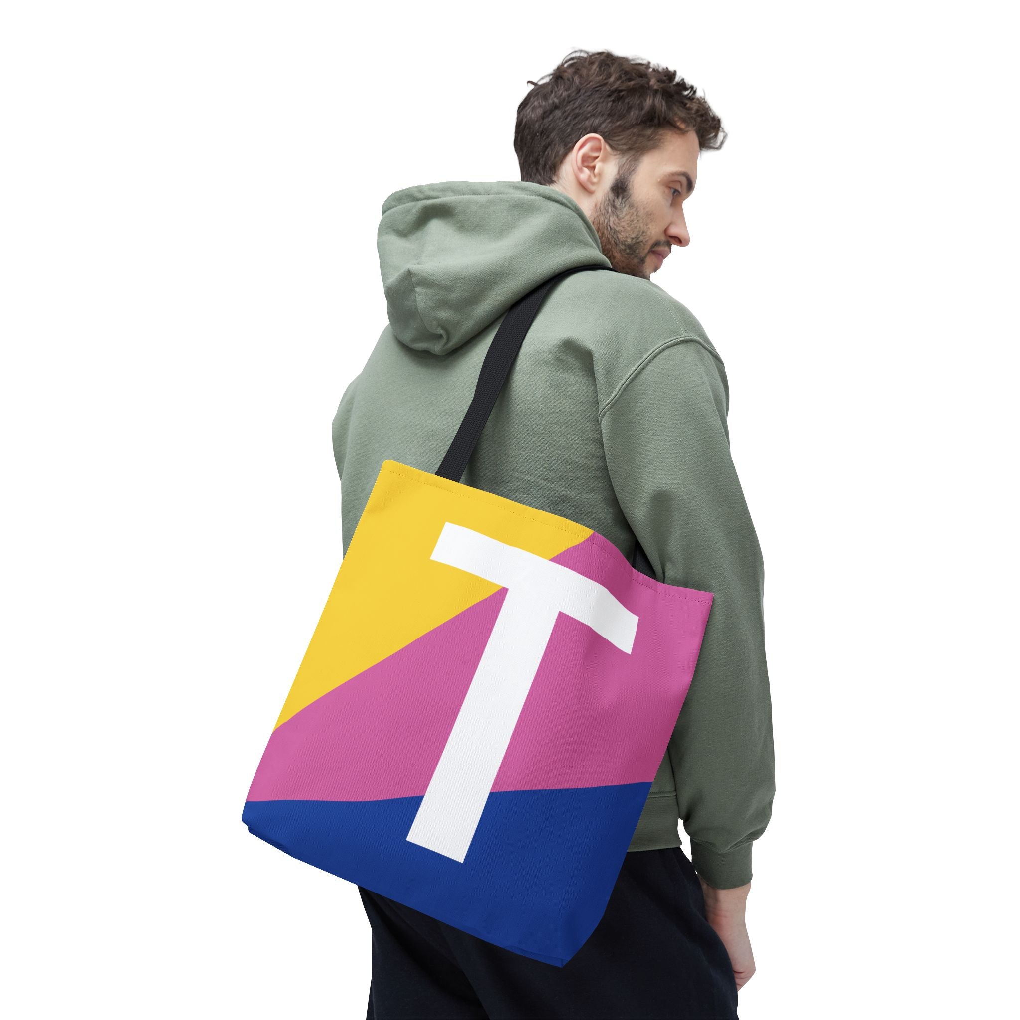 Monogram 'T' Colorblock Tote Bag — Personalized Initial T Shoulder Tote