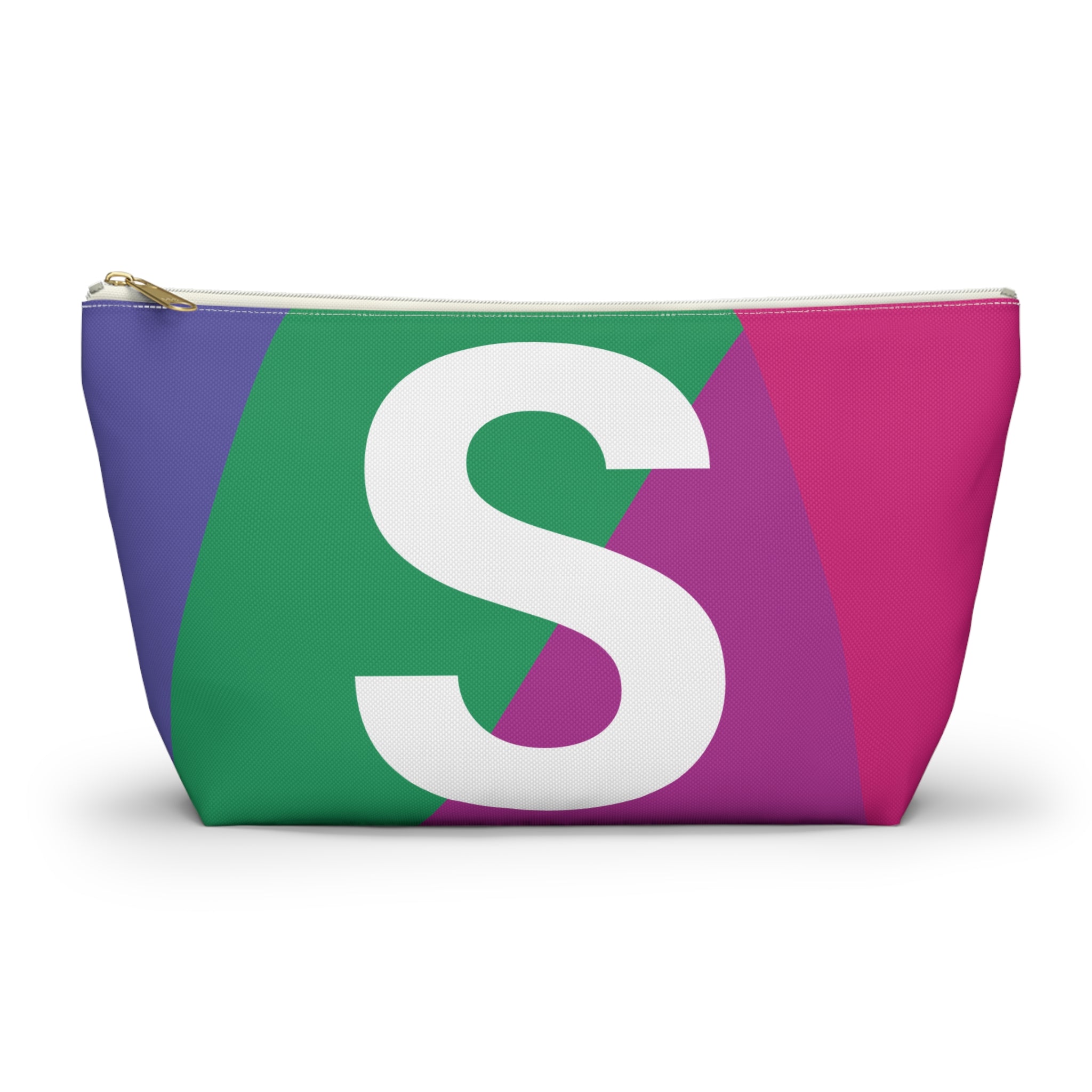 Initials Colorblock Accessory Pouch — Monogram S T-Bottom Cosmetic Bag