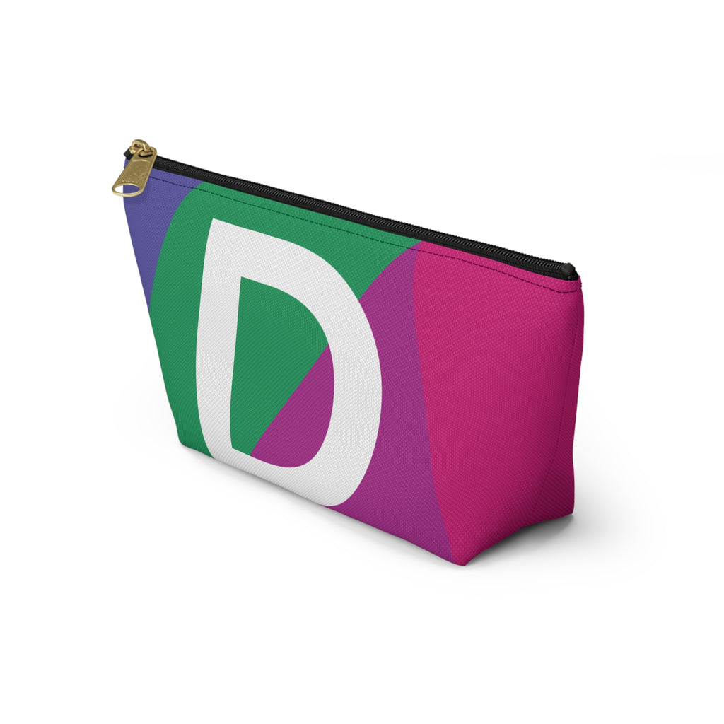 Initials Colorblock Accessory Pouch — Monogram D T-Bottom Cosmetic Bag