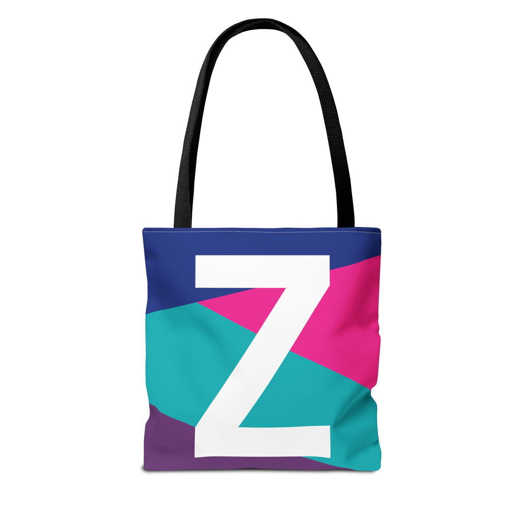 Monogram 'Z' Colorblock Tote Bag — Personalized Initial Z Shoulder Tote