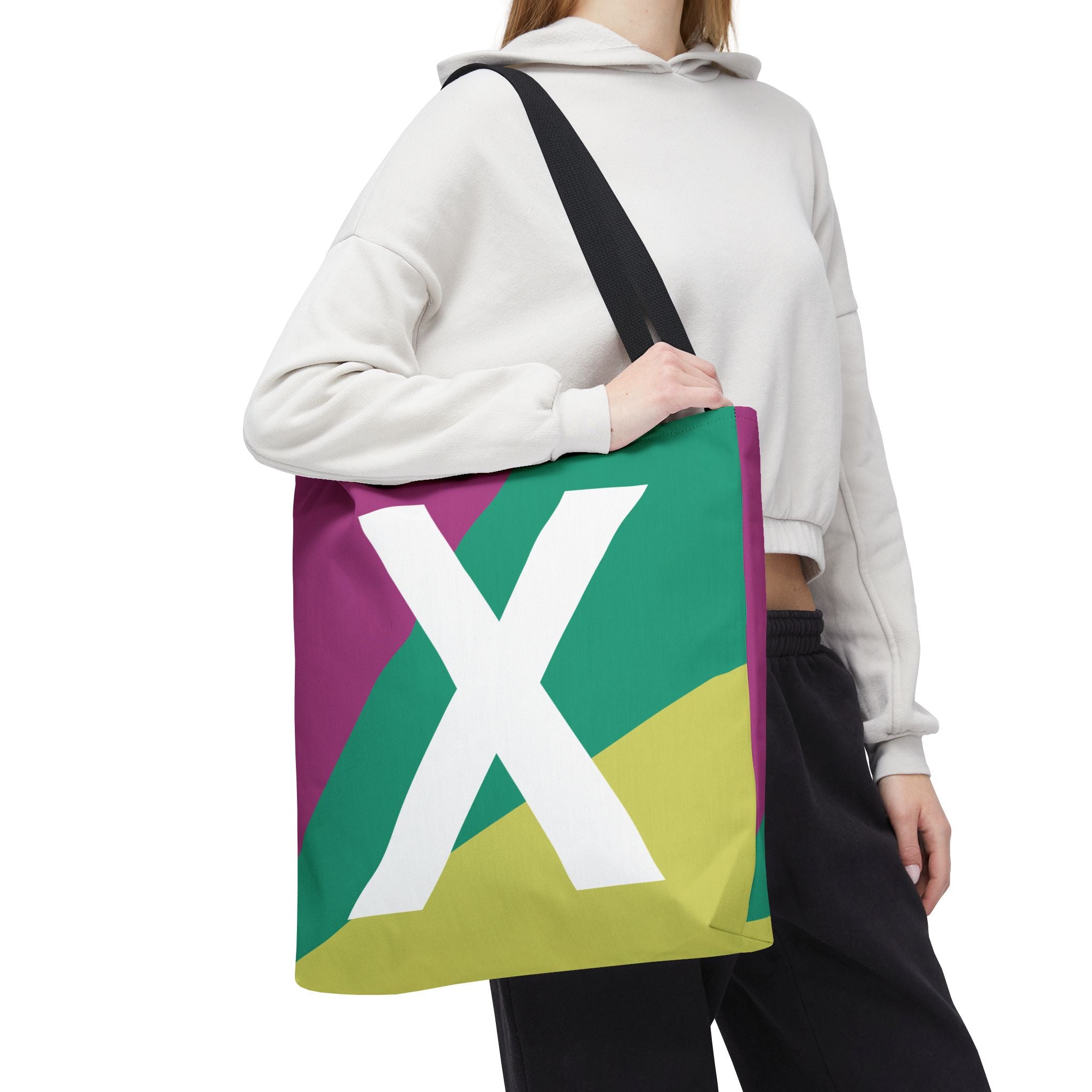 Monogram 'X' Colorblock Tote Bag — Personalized Initial X Shoulder Tote
