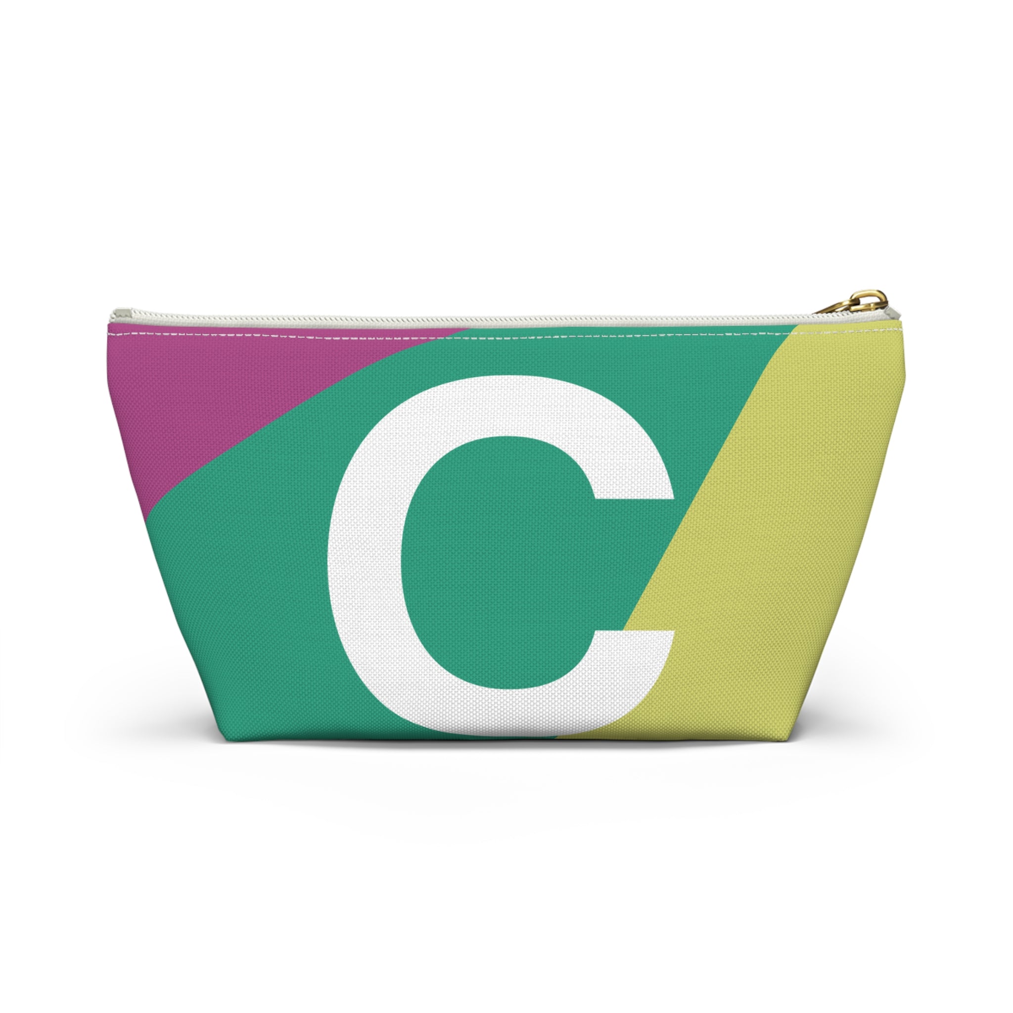 Initials Colorblock Accessory Pouch — Monogram C T-Bottom Cosmetic Bag