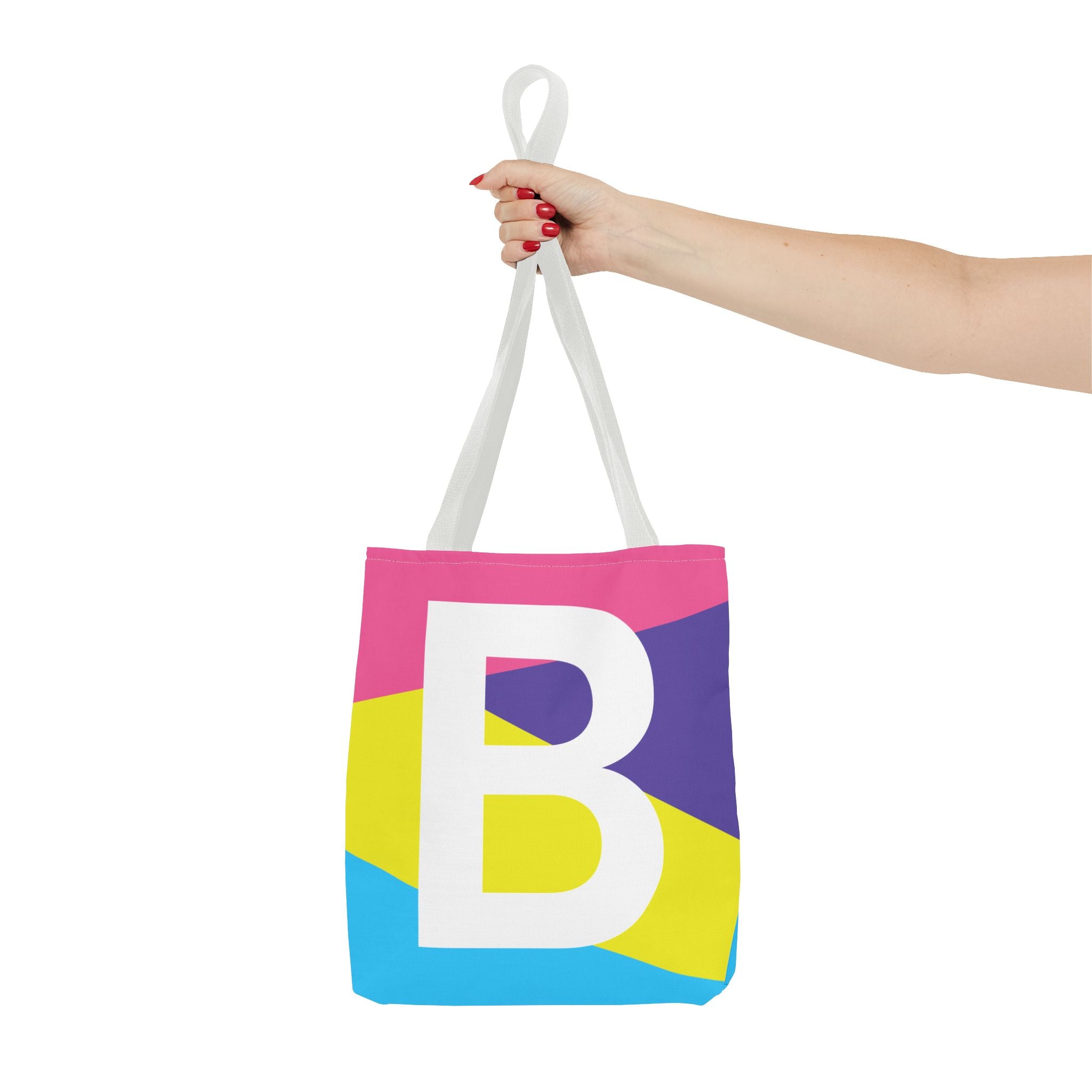 Monogram 'B' Colorblock Tote Bag — Personalized Initial B Shoulder Tote