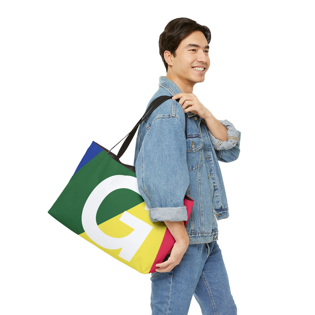 Personalized 'G' Colorblock Tote Bag — Monogram Weekender Tote