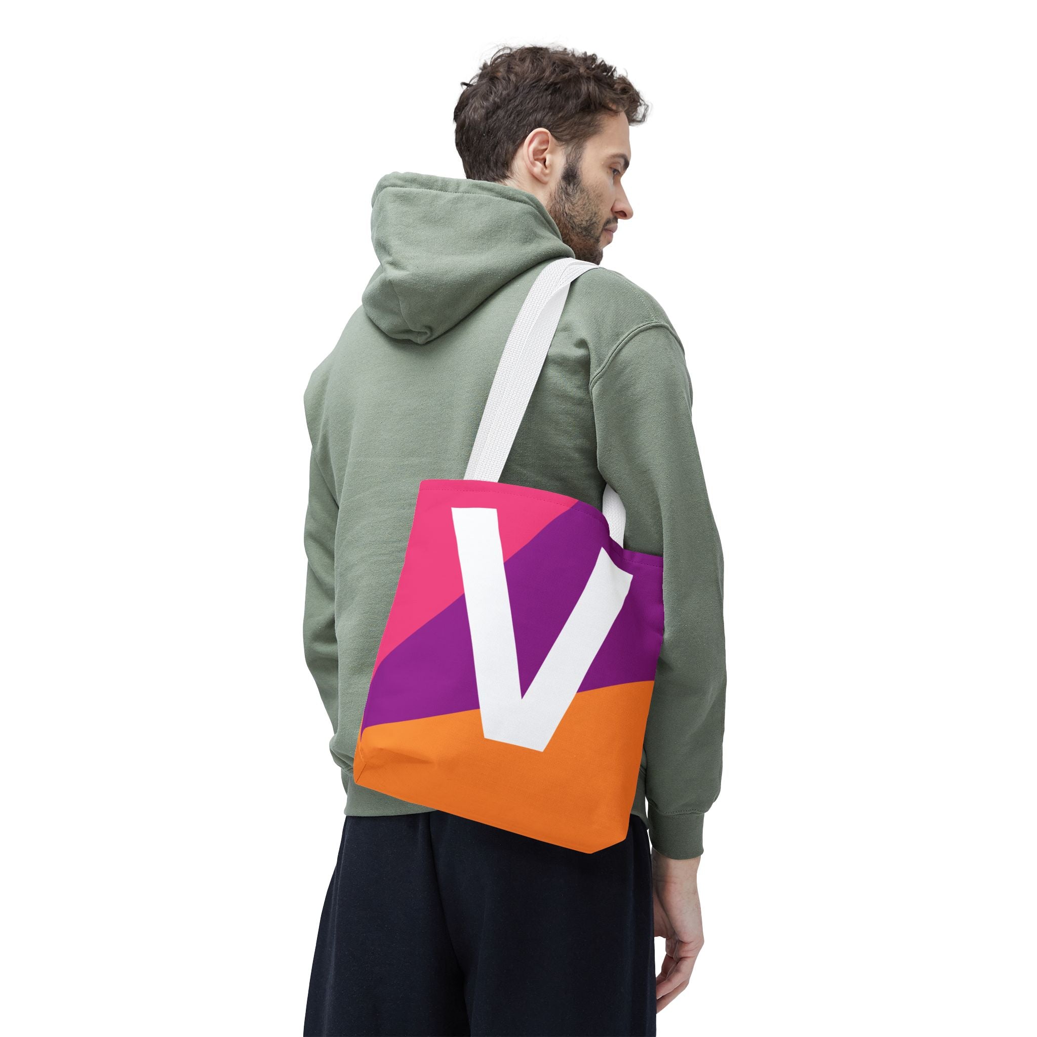 Monogram 'V' Colorblock Tote Bag — Personalized Initial V Shoulder Tote