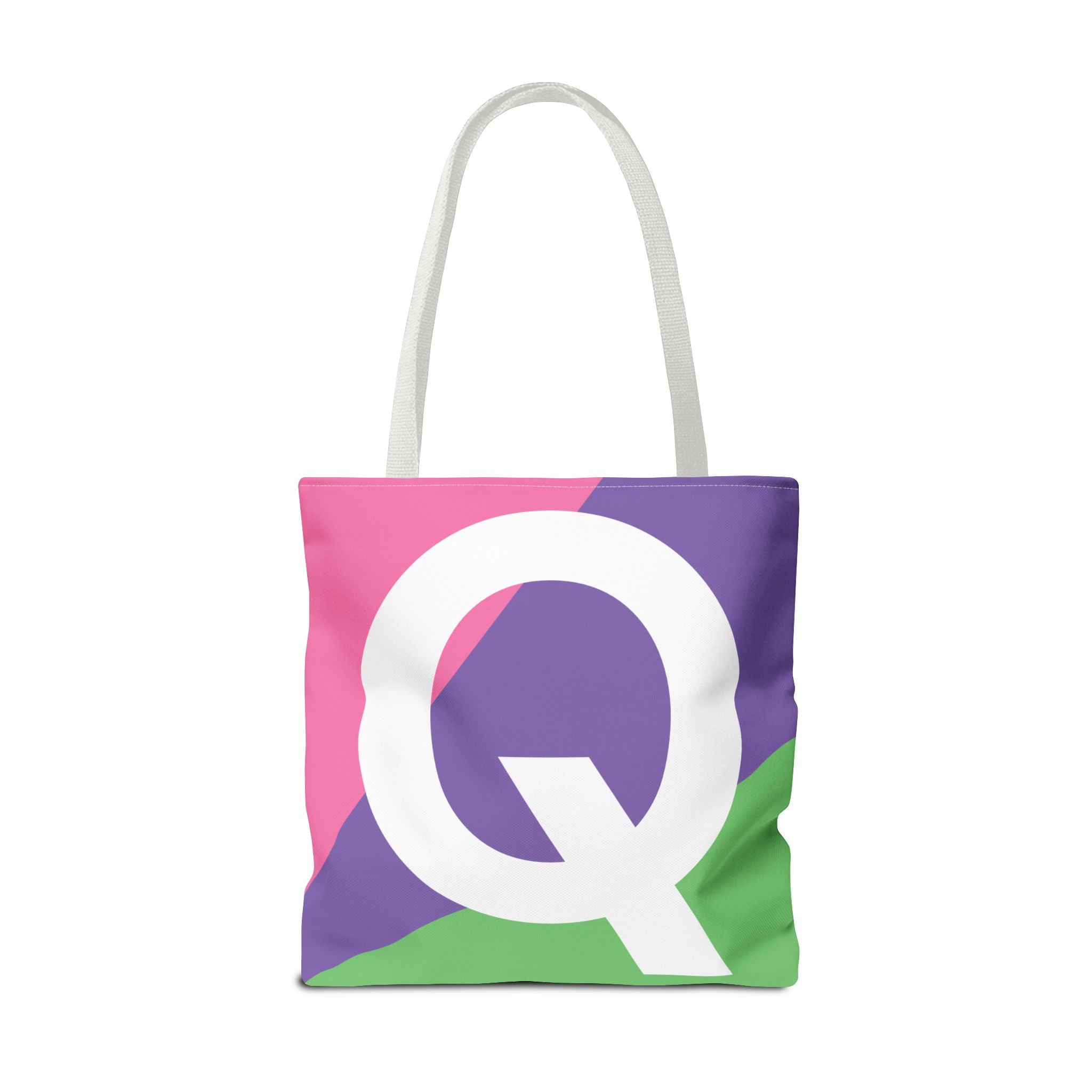 Monogram 'Q' Colorblock Tote Bag — Personalized Initial Q Shoulder Tote