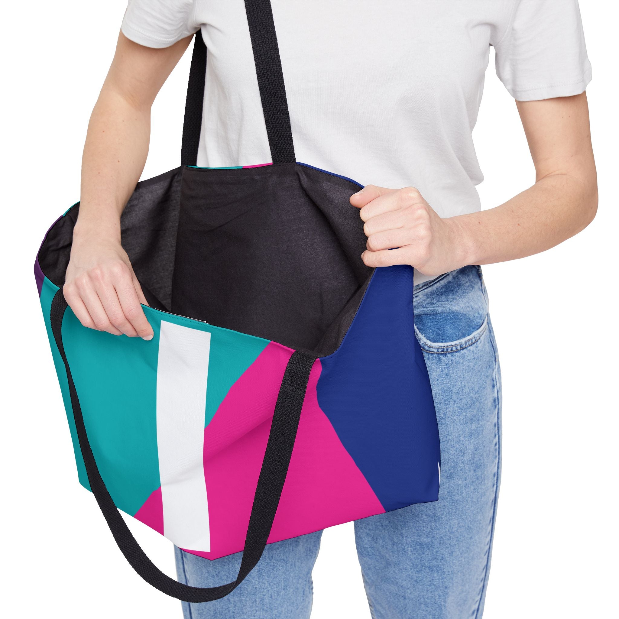 Personalized 'I' Colorblock Tote Bag — Monogram Weekender Tote