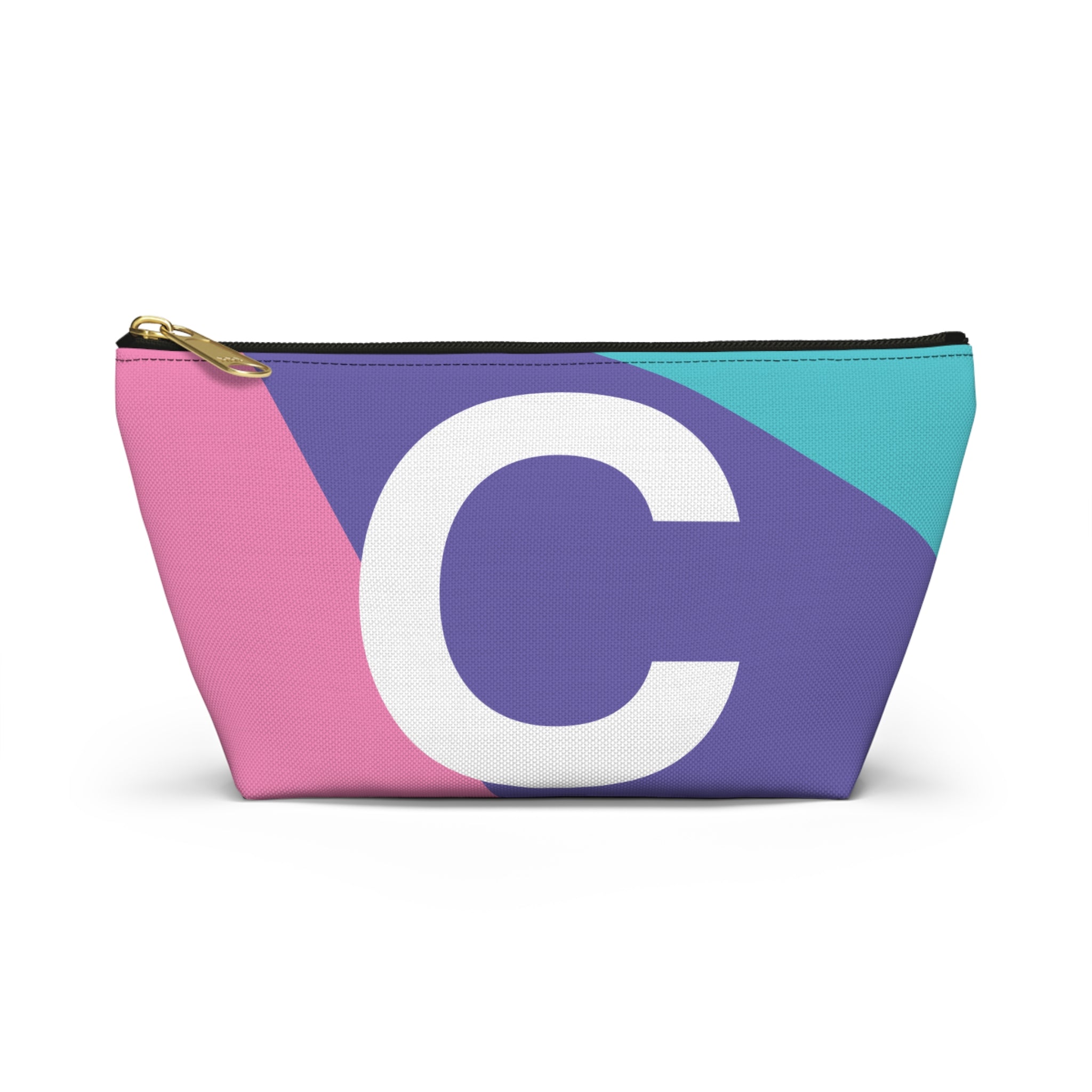 Initials Colorblock Accessory Pouch — Monogram C T-Bottom Cosmetic Bag