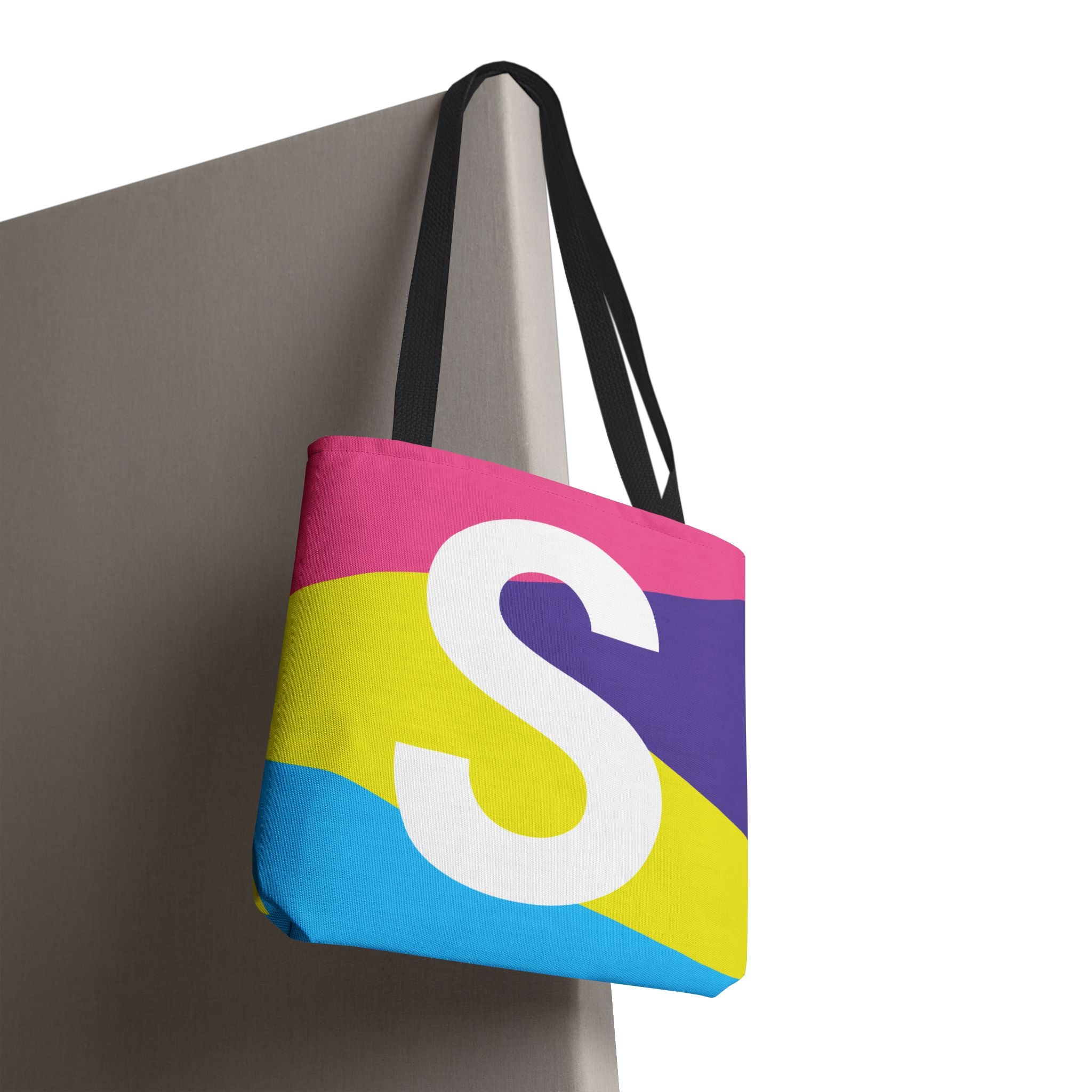 Monogram 'S' Colorblock Tote Bag — Personalized Initial S Shoulder Tote