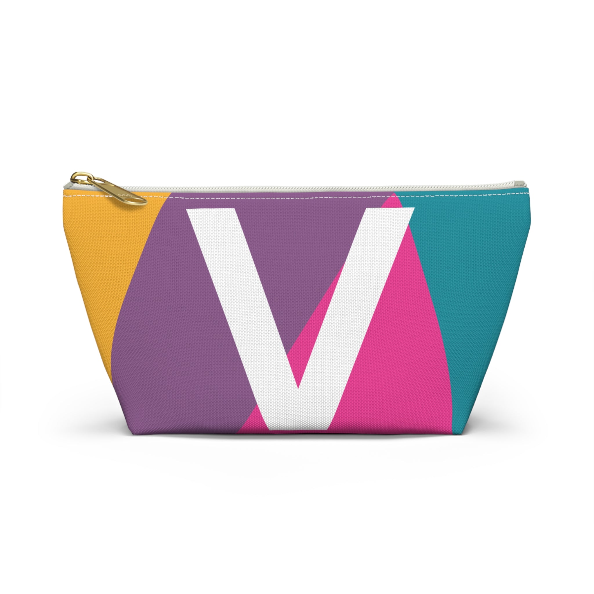 Initials Colorblock Accessory Pouch — Monogram V T-Bottom Cosmetic Bag