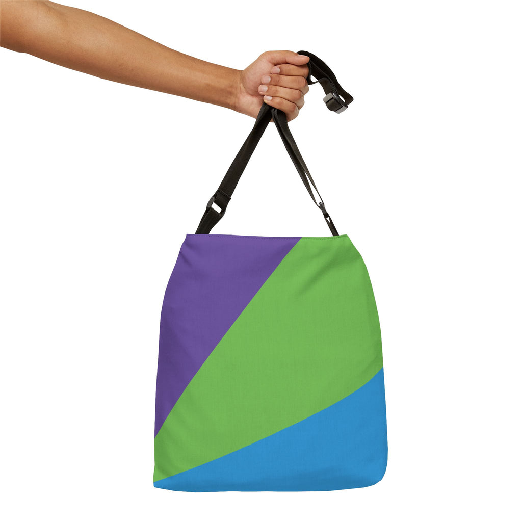 Colorblock Geometric Tote Bag — Adjustable Strap, Bright Abstract Pattern