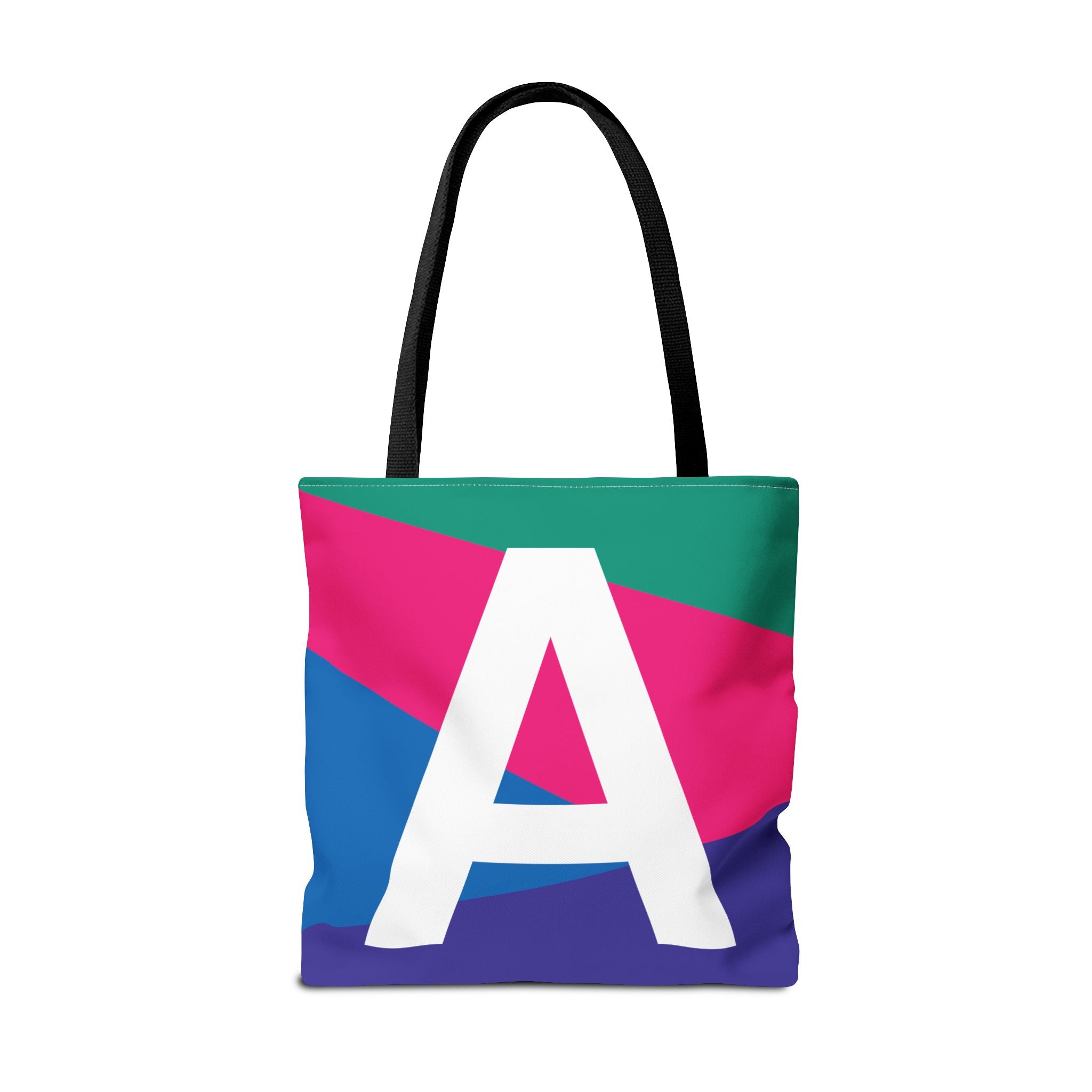 Monogram 'A' Colorblock Tote Bag — Personalized Initial A Shoulder Tote