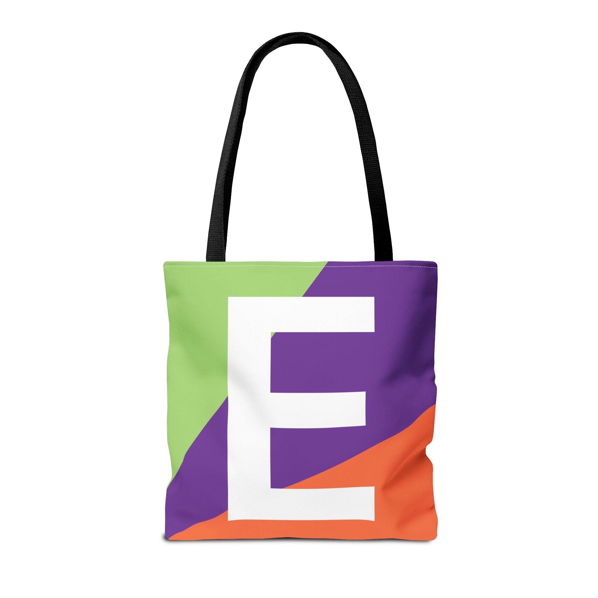 Monogram 'E' Colorblock Tote Bag — Personalized Initial E Shoulder Tote