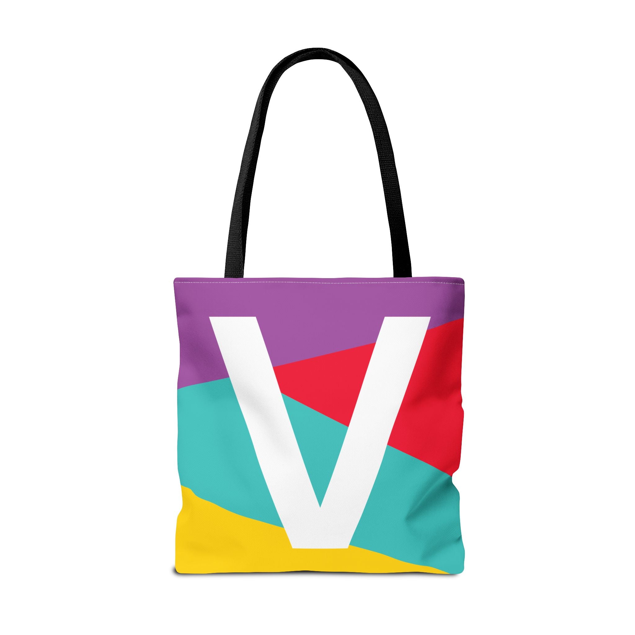 Monogram 'V' Colorblock Tote Bag — Personalized Initial V Shoulder Tote