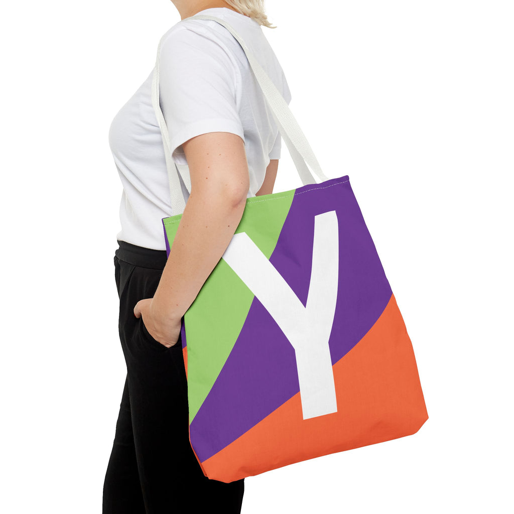 Monogram 'Y' Colorblock Tote Bag — Personalized Initial Y Shoulder Tote