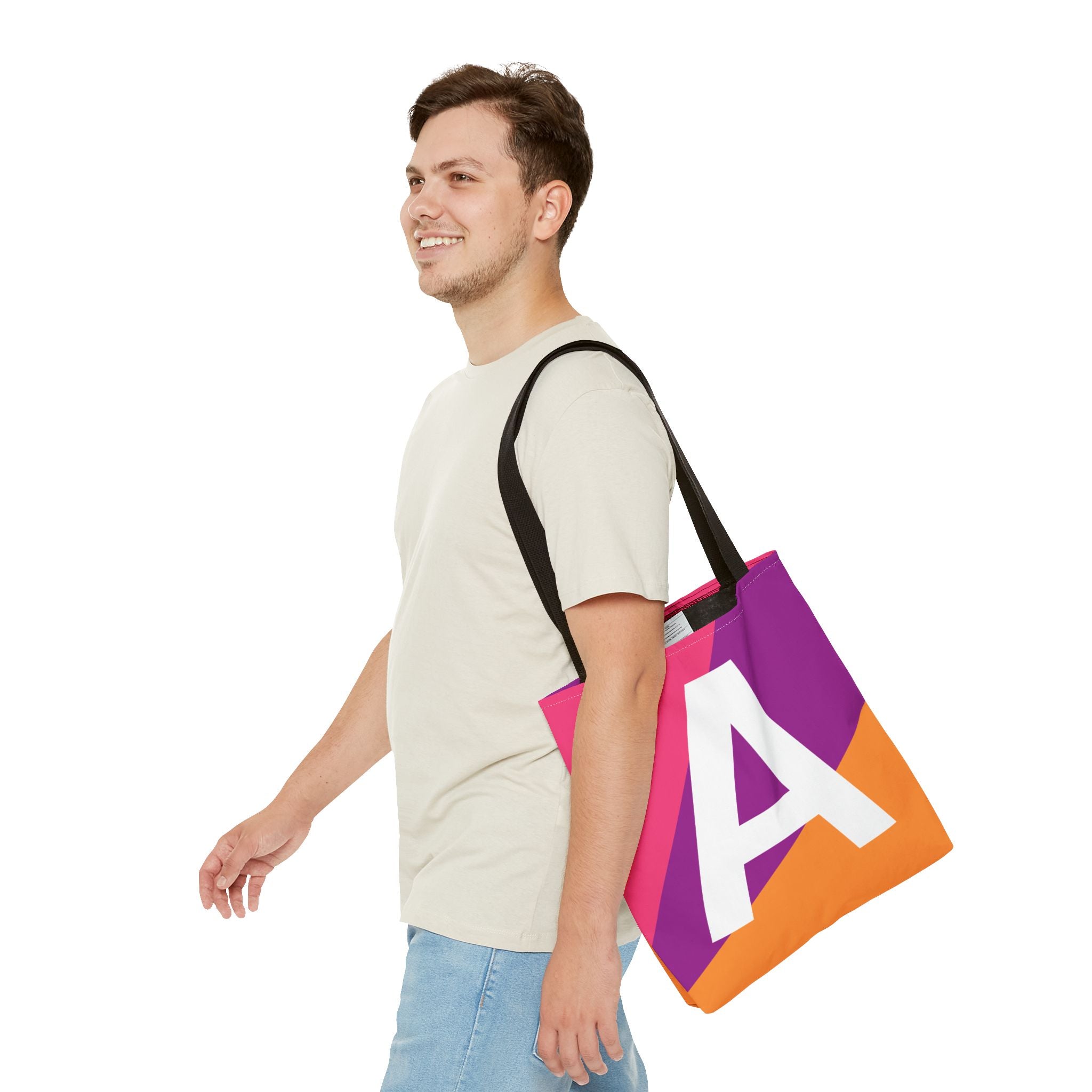 Monogram 'A' Colorblock Tote Bag — Personalized Initial A Shoulder Tote