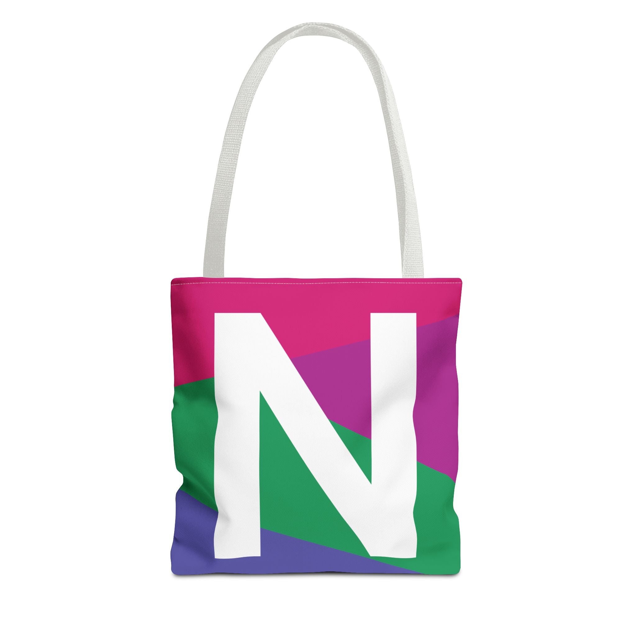 Monogram 'N' Colorblock Tote Bag — Personalized Initial N Shoulder Tote