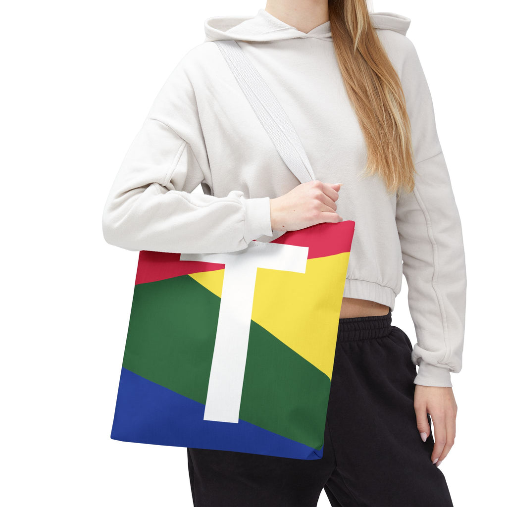Monogram 'T' Colorblock Tote Bag — Personalized Initial T Shoulder Tote