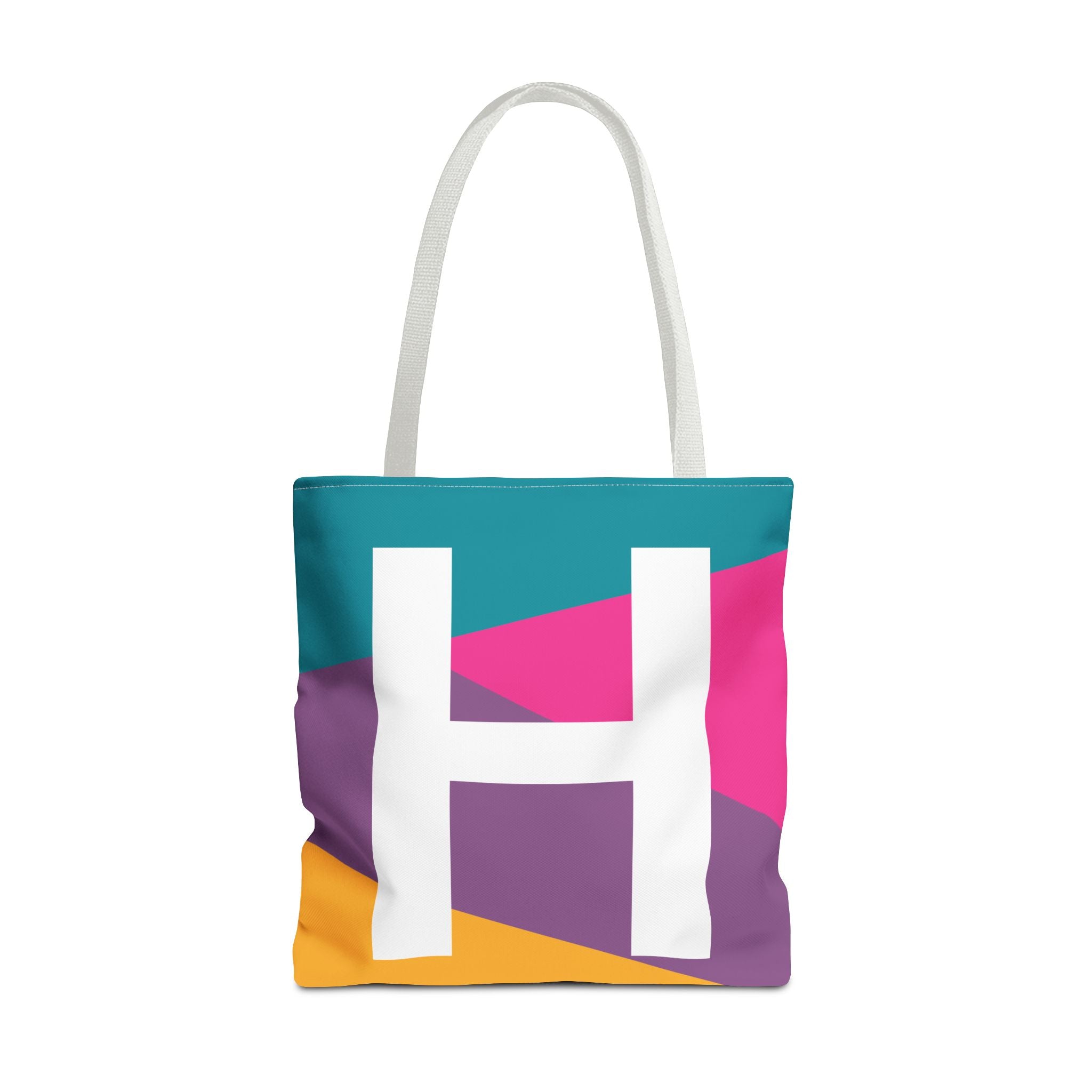 Monogram 'H' Colorblock Tote Bag — Personalized Initial H Shoulder Tote