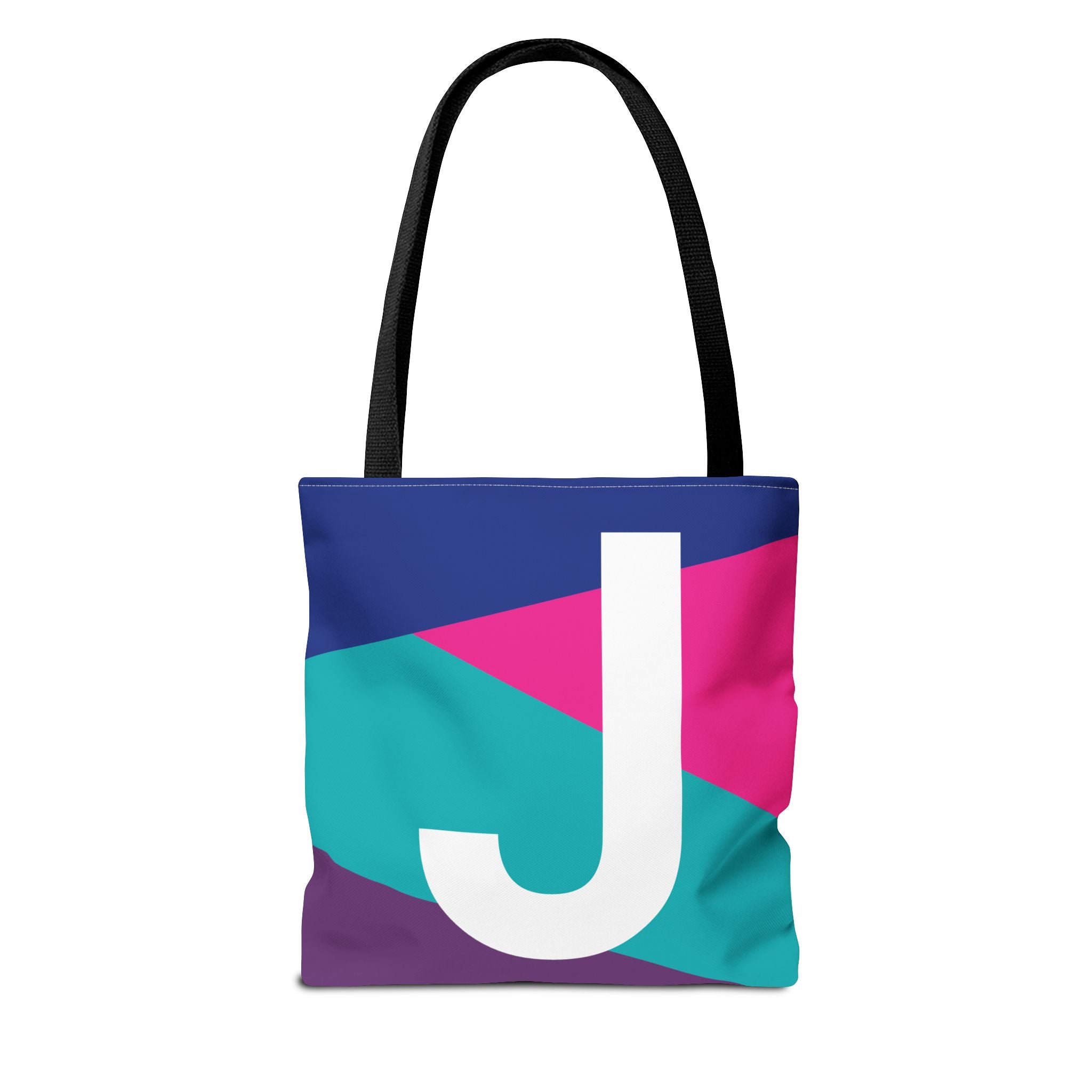 Monogram 'J' Colorblock Tote Bag — Personalized Initial J Shoulder Tote