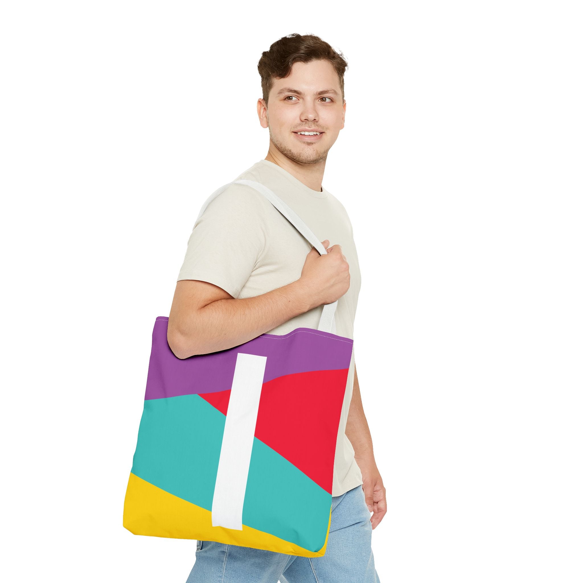 Monogram 'I' Colorblock Tote Bag — Personalized Initial I Shoulder Tote