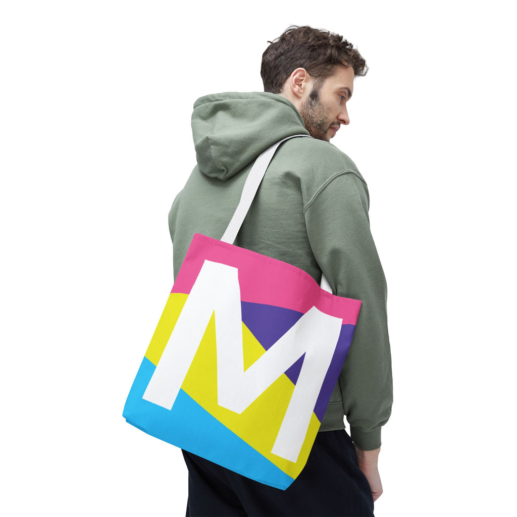 Monogram 'M' Colorblock Tote Bag — Personalized Initial M Shoulder Tote
