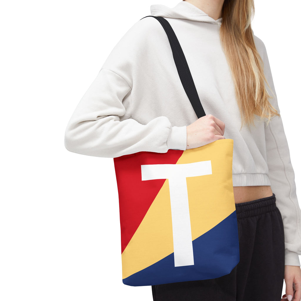 Monogram 'T' Colorblock Tote Bag — Personalized Initial T Shoulder Tote